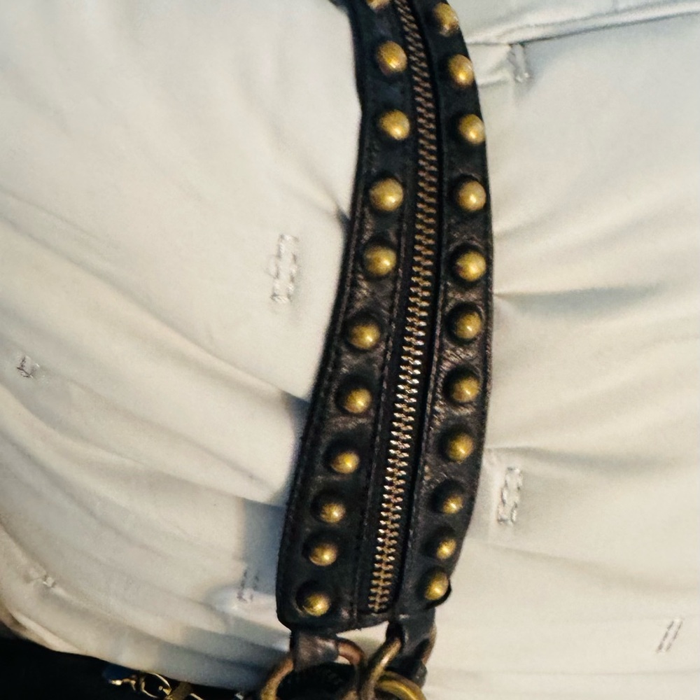 Betsey Johnson Black Hobo Bag All Leather Vintage - Picture 8 of 15